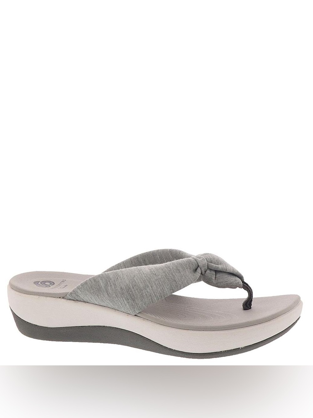 Clarks Light Gray Cushioned Fabric Thong Sandals